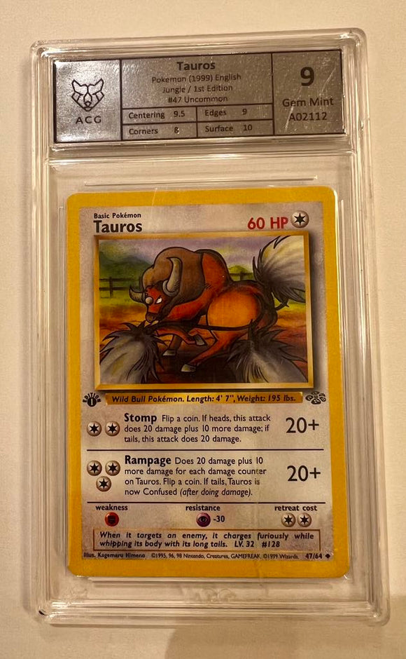 Tauros pokemon 1999 english jungle 1st edition #47 uncommon