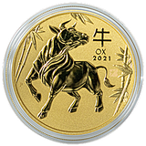 2021 1/2oz 9999 Gold Lunar Series Year of The Ox $50 Uncirculated Coin
