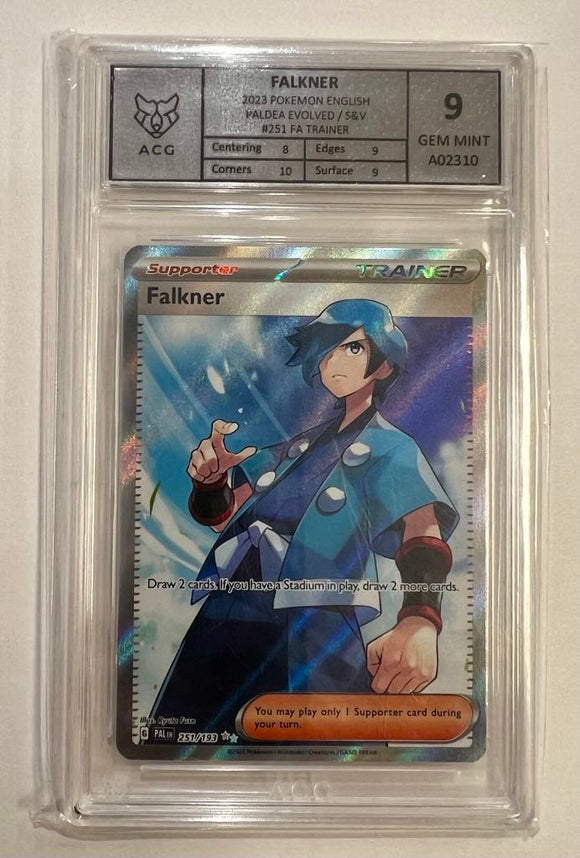 FALKNER 251/193 - POKEMON TCG PALDEA EVOLVED (2023) NM - FULL ART -GRADED 9 GEM MINT