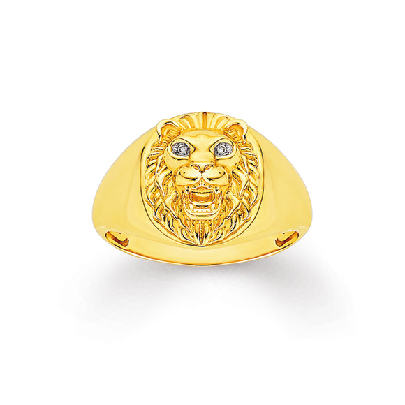 9ct Gold Diamond Lion Ring