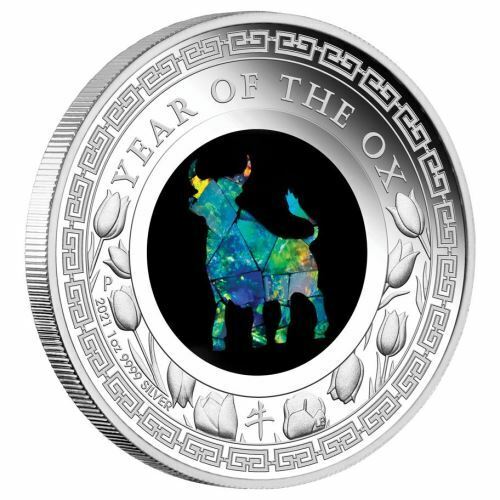 Australian opal lunar OX 1z silver proof coin