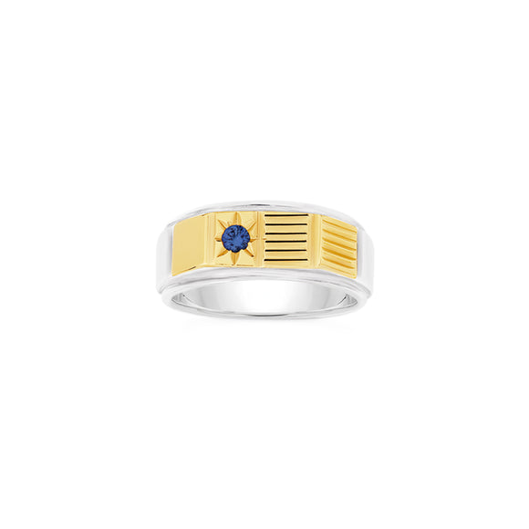 Silver & 9ct Gold Gents Ring