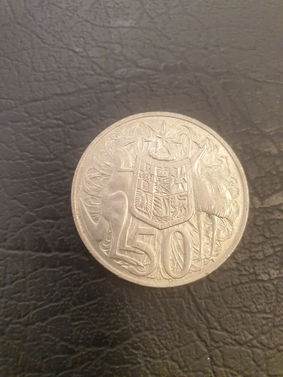 1966 Silver Australian Round 50 Cent coin