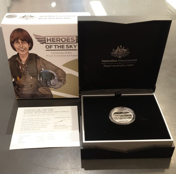 2021 Century of RAAF Heroes of the Sky .999 Silver Proof, Queen Elizabeth $1 Coin