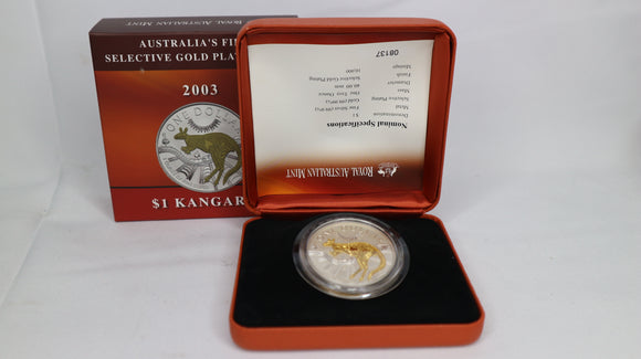 Australian Coin 2003 Gold Plated Kangaroo Coin