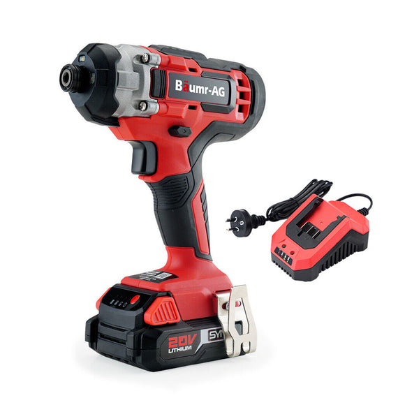 BAUMR-AG 20V Cordless Impact Driver Lithium Screwdriver Kit with Battery & Battery Charger