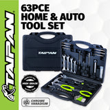 Taipan 63PCE Home Auto Premium Quality Tool Set Case Chrome Vanadium Steel